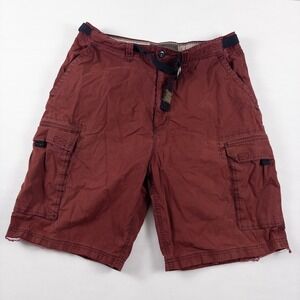 Abercrombie Cargo Shorts Mens XL Red T-2083 Paratrooper Baggy Y2K Vintage Belted